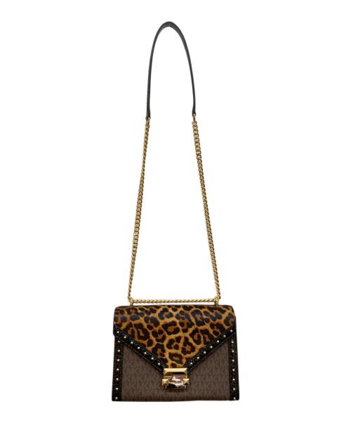 MICHAEL KORS（マイケルコース）MICHAEL KORS (マイケルコース) フラップ チェーン ショルダー ミディアム - MKシグネチャー ブラウン×ブラックの古着・服飾アイテム