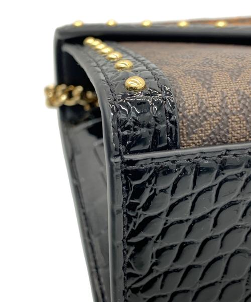 MICHAEL KORS（マイケルコース）MICHAEL KORS (マイケルコース) フラップ チェーン ショルダー ミディアム - MKシグネチャー ブラウン×ブラックの古着・服飾アイテム