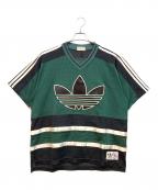 adidasアディダス）の古着「半袖カットソー」｜グリーン×ブラック