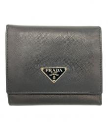 PRADA（プラダ）の古着「2つ折り財布」｜ブラック
