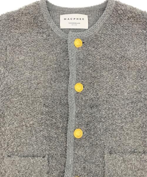 MACPHEE（マカフィー）MACPHEE (マカフィー) ムートン クルーネックカーディガン グレー サイズ:Sの古着・服飾アイテム
