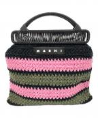 MARNIマルニ）の古着「クロシェ ニットハンドバッグ」｜ピンク×グリーン