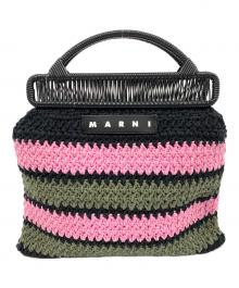 MARNI（マルニ）の古着「クロシェ ニットハンドバッグ」｜ピンク×グリーン