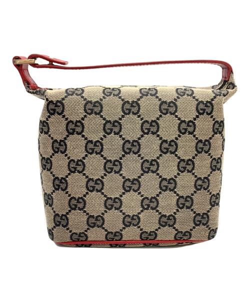 GUCCI（グッチ）GUCCI (グッチ) アクセサリーポーチ ベージュ×レッドの古着・服飾アイテム