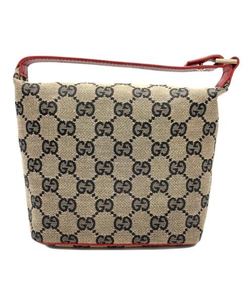 GUCCI（グッチ）GUCCI (グッチ) アクセサリーポーチ ベージュ×レッドの古着・服飾アイテム
