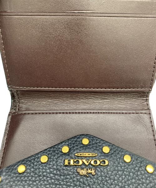 COACH（コーチ）COACH (コーチ) 3つ折り財布 ネイビー×ブラウンの古着・服飾アイテム