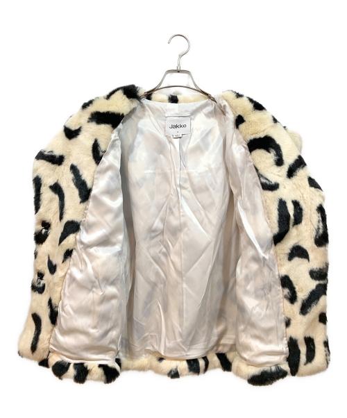 Jakke（ジャッキー）Jakke (ジャッキー) RITA COAT PAINTBRUSH PRINT / ジャケット ブラック×ベージュ サイズ:Sの古着・服飾アイテム