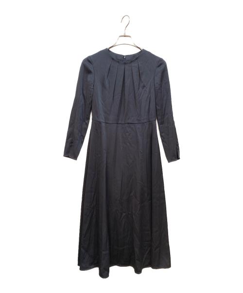 ANAYI（アナイ）ANAYI (アナイ) トリアセサテンフレア ワンピース ネイビー サイズ:36の古着・服飾アイテム