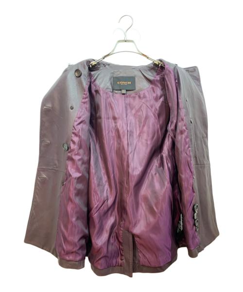 COACH（コーチ）COACH (コーチ) ラムレザーショートトレンチコート パープル サイズ:Mの古着・服飾アイテム