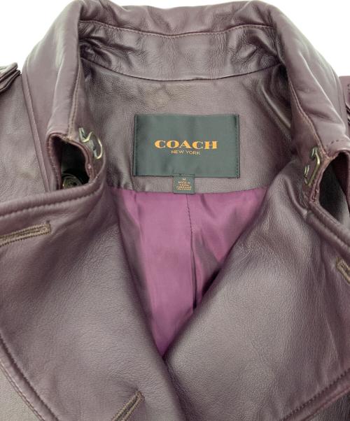 COACH（コーチ）COACH (コーチ) ラムレザーショートトレンチコート パープル サイズ:Mの古着・服飾アイテム