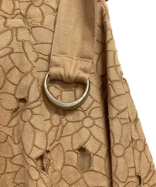 Mystrada（マイストラーダ）Mystrada (マイストラーダ) カットワークリネンスカート ブラウン サイズ:38の古着・服飾アイテム