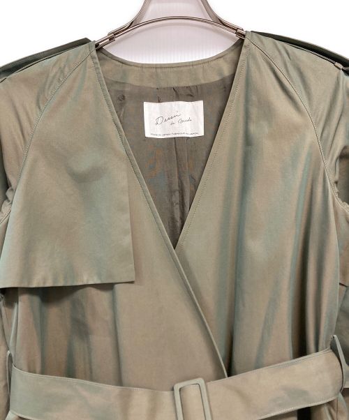 Dessin de mode（デッサンデモード）Dessin de mode (デッサンデモード) ノーカラートレンチコート グリーン サイズ:2の古着・服飾アイテム