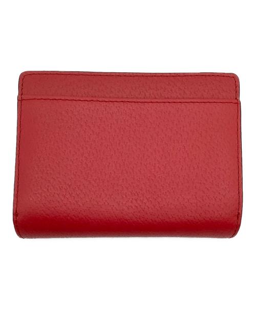 Kate Spade（ケイトスペード）Kate Spade (ケイトスペード) レザープレート 2つ折り財布 レッドの古着・服飾アイテム