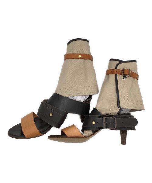 Chloe（クロエ）Chloe (クロエ) キャンバスブーツサンダル ブラック×ベージュ サイズ:35の古着・服飾アイテム