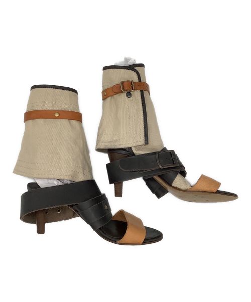 Chloe（クロエ）Chloe (クロエ) キャンバスブーツサンダル ブラック×ベージュ サイズ:35の古着・服飾アイテム