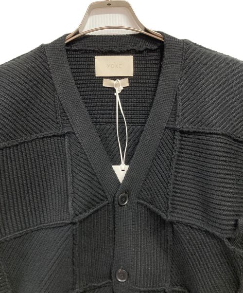 YOKE（ヨーク）YOKE (ヨーク) PATCHWORK RIB BUTTONED CARDIGAN ブラック サイズ:2の古着・服飾アイテム