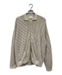 YOKE（ヨーク）の古着「COTTON MESH STRIPE ZIP-UP CARDIGAN」｜ベージュ