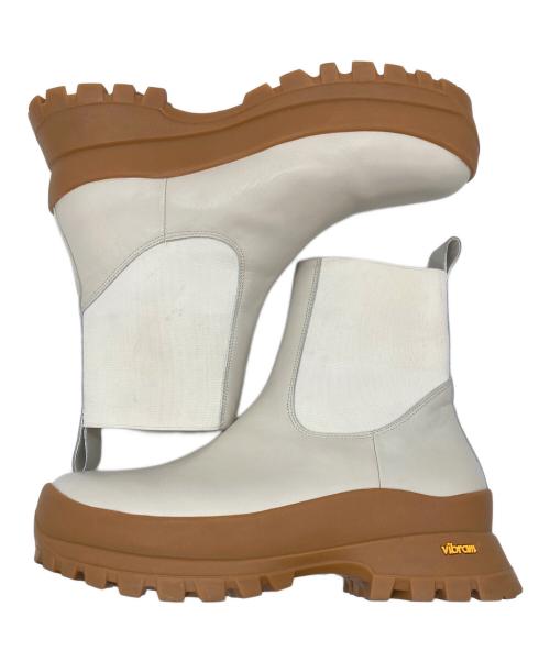 nouer（ヌエール）nouer (ヌエール) サイドゴアショートブーツ アイボリー サイズ:38の古着・服飾アイテム