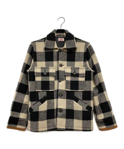 HOLLYWOOD RANCH MARKET（ハリウッドランチマーケッド）HOLLYWOOD RANCH MARKET (ハリウッドランチマーケッド) エルボーパッチ ボックスチェック ジャケット ブラック×ベージュ サイズ:Mの古着・服飾アイテム