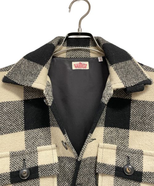 HOLLYWOOD RANCH MARKET（ハリウッドランチマーケッド）HOLLYWOOD RANCH MARKET (ハリウッドランチマーケッド) エルボーパッチ ボックスチェック ジャケット ブラック×ベージュ サイズ:Mの古着・服飾アイテム