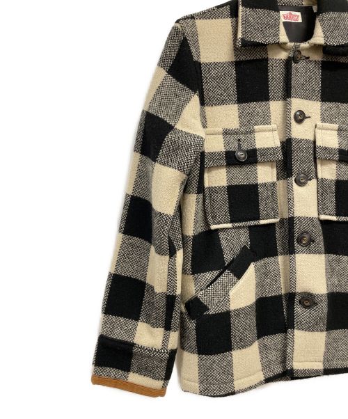 HOLLYWOOD RANCH MARKET（ハリウッドランチマーケッド）HOLLYWOOD RANCH MARKET (ハリウッドランチマーケッド) エルボーパッチ ボックスチェック ジャケット ブラック×ベージュ サイズ:Mの古着・服飾アイテム