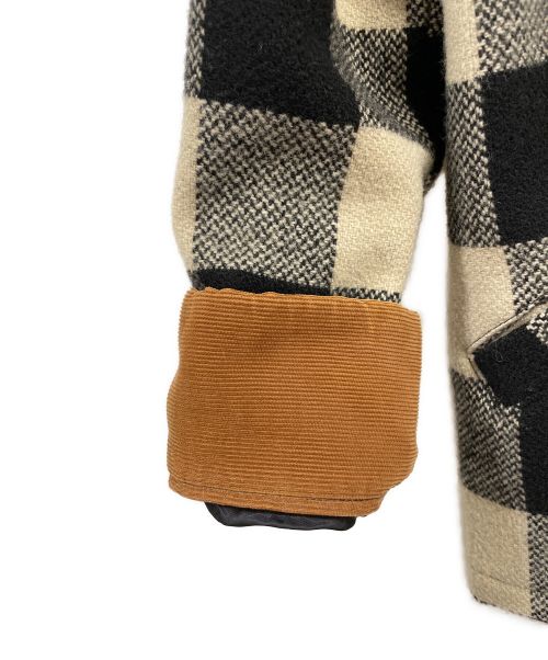 HOLLYWOOD RANCH MARKET（ハリウッドランチマーケッド）HOLLYWOOD RANCH MARKET (ハリウッドランチマーケッド) エルボーパッチ ボックスチェック ジャケット ブラック×ベージュ サイズ:Mの古着・服飾アイテム