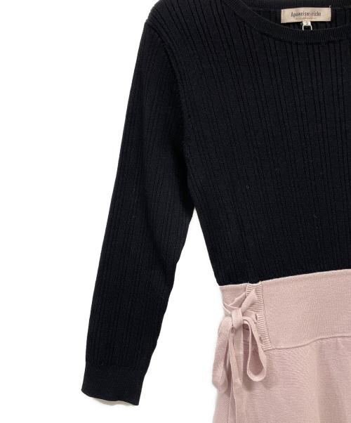 Aquweiser-riche（アクワイザー・リッシェ）Aquweiser-riche (アクワイザー・リッシェ) サイドレースアップニットワンピース ピンク×ブラック サイズ:2 未使用品の古着・服飾アイテム