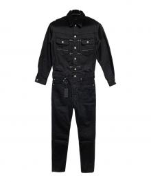 BACK BONE（バックボーン）の古着「スタッズ装飾 デニム オールインワン」｜ブラック