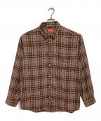 SUPREMEシュプリーム）の古着「Basket Weave Plaid Shirt/バスケット ウェーブ プレイド シャツ」｜ブラウン×ピンク