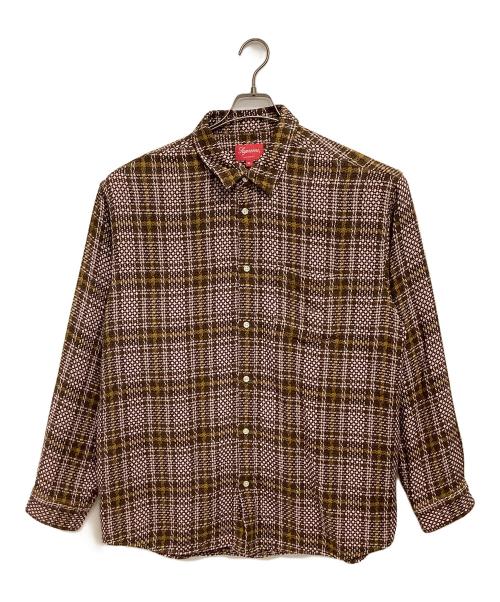 SUPREME（シュプリーム）Supreme (シュプリーム) Basket Weave Plaid Shirt/バスケット ウェーブ プレイド シャツ ブラウン×ピンク サイズ:XLの古着・服飾アイテム