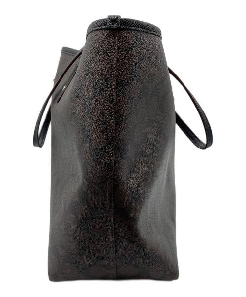 COACH（コーチ）COACH (コーチ) シグネチャー ポーチ付きトートバッグ ブラウン×ブラックの古着・服飾アイテム