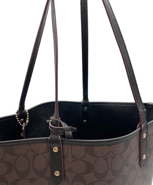 COACH（コーチ）COACH (コーチ) シグネチャー ポーチ付きトートバッグ ブラウン×ブラックの古着・服飾アイテム