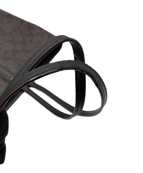 COACH（コーチ）COACH (コーチ) シグネチャー ポーチ付きトートバッグ ブラウン×ブラックの古着・服飾アイテム