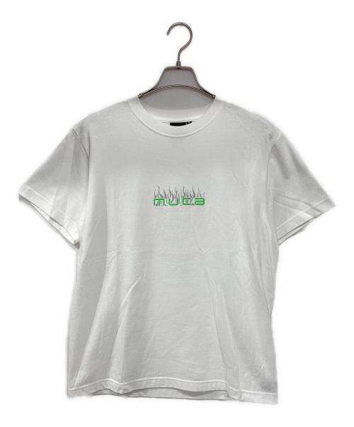 acanthus（アカンサス）acanthus (アカンサス) muta (ムータ) ACANTHUS × muta MARINE Fire Logo Tee ホワイト×グリーン サイズ:SIZE 5の古着・服飾アイテム