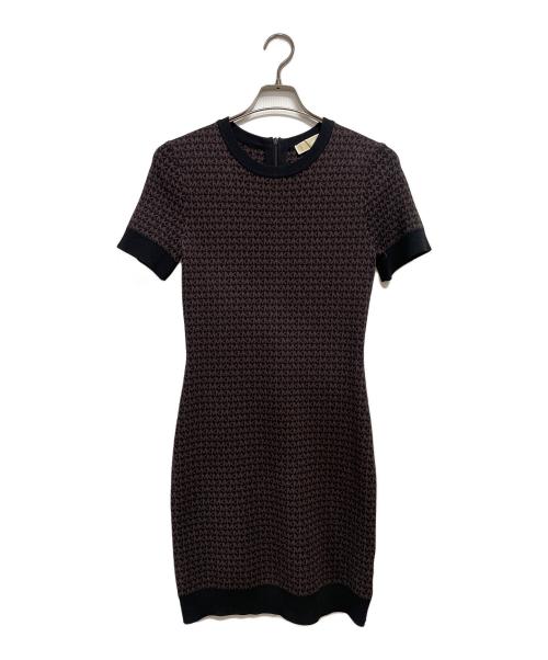 MICHAEL KORS（マイケル・コース）MICHAEL KORS (マイケルコース) 半袖ニットワンピース ブラウン×ブラック サイズ:S 未使用品の古着・服飾アイテム