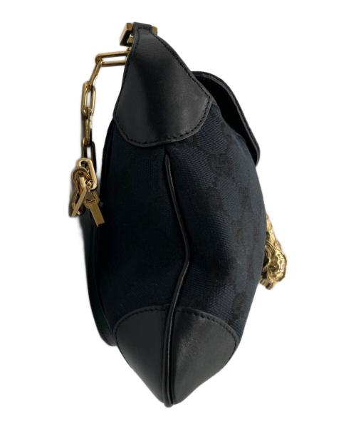 GUCCI（グッチ）GUCCI (グッチ) タイガーヘッド ワンショルダーバッグ ネイビー×ブラックの古着・服飾アイテム