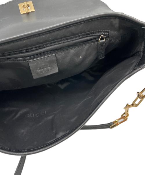 GUCCI（グッチ）GUCCI (グッチ) タイガーヘッド ワンショルダーバッグ ネイビー×ブラックの古着・服飾アイテム