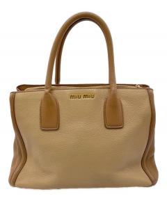 中古・古着通販】MIU MIU (ミュウミュウ) レザー ボー バッグ ブラウン