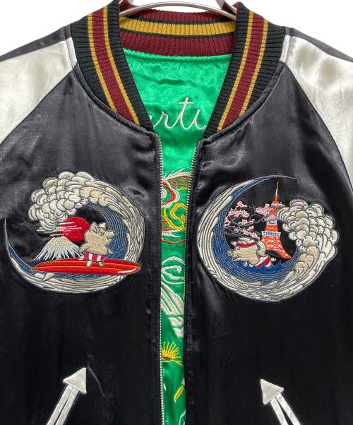 STUDIO D'ARTISAN（ステュディオダルチザン）STUDIO D'ARTISAN (ステュディオダルチザン) リバーシブル サテンスカジャン ブラック サイズ:36の古着・服飾アイテム