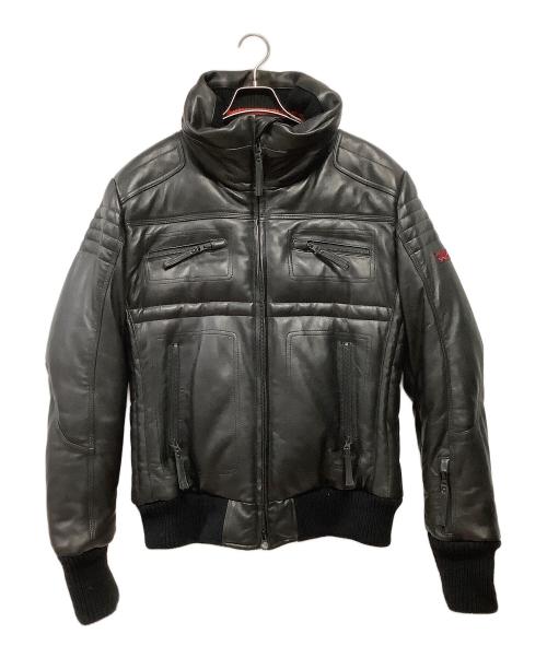 UNION JAP（ユニオンジャップ）UNION JAP (ユニオンジャップ) レザーダウンジャケット ブラック サイズ:LLの古着・服飾アイテム