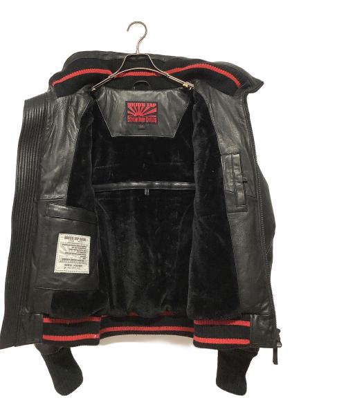 UNION JAP（ユニオンジャップ）UNION JAP (ユニオンジャップ) レザーダウンジャケット ブラック サイズ:LLの古着・服飾アイテム