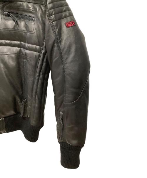 UNION JAP（ユニオンジャップ）UNION JAP (ユニオンジャップ) レザーダウンジャケット ブラック サイズ:LLの古着・服飾アイテム
