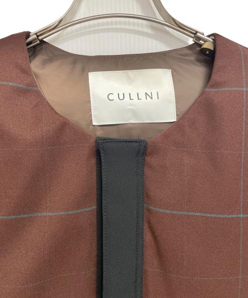 CULLNI（クルニ）CULLNI (クルニ) Window pane Check Collarless Down Jacket ブラウン サイズ:1の古着・服飾アイテム