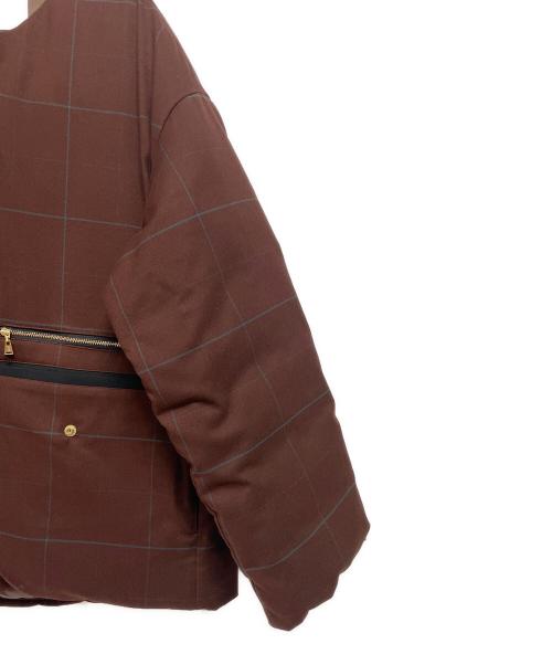 CULLNI（クルニ）CULLNI (クルニ) Window pane Check Collarless Down Jacket ブラウン サイズ:1の古着・服飾アイテム