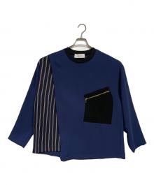 CULLNI（クルニ）の古着「アシンメトリースリットロンT」｜ネイビー