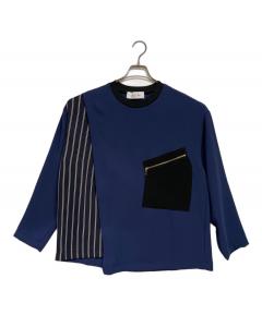 中古・古着通販】sacai (サカイ) ドッキングライダースニット ネイビー