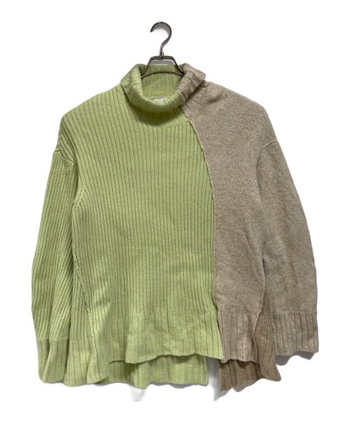 Ujoh（ウジョー）UJOH (ウジョー) 21AW/cropped turtle neck knit グリーン×ライトブラウン サイズ:3の古着・服飾アイテム