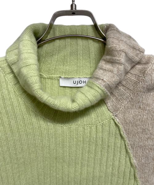 Ujoh（ウジョー）UJOH (ウジョー) 21AW/cropped turtle neck knit グリーン×ライトブラウン サイズ:3の古着・服飾アイテム