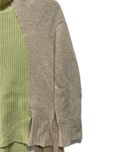 Ujoh（ウジョー）UJOH (ウジョー) 21AW/cropped turtle neck knit グリーン×ライトブラウン サイズ:3の古着・服飾アイテム