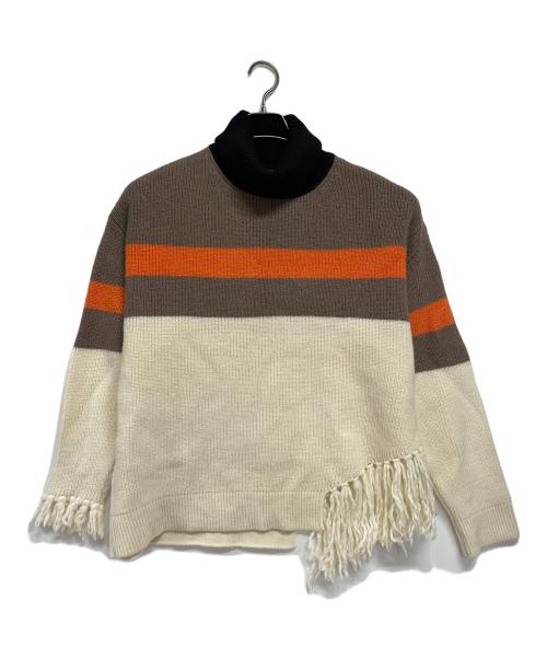 CULLNI（クルニ）CULLNI (クルニ) ハイネックニット アイボリー×ブラウン サイズ:1の古着・服飾アイテム